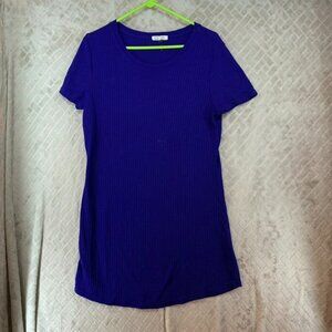 C'Est Toi Womens 2XL Sweater Tunic Top Blue Short Sleeve Lightweight